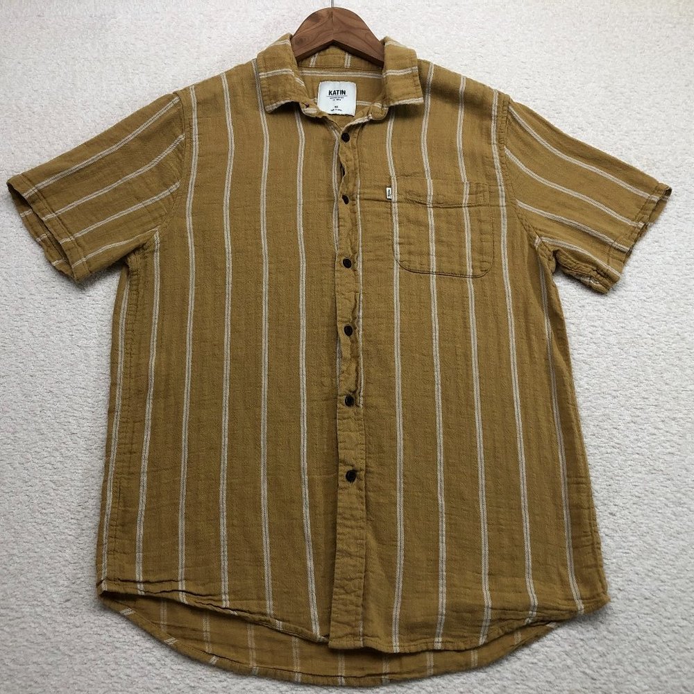 Katin Brown Striped Casual Button Down Shirt